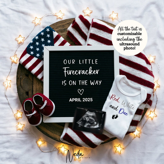 EDITABLE Fourth of July Pregnancy Announcement Digital, July Baby announcement, 4th of July Pregnancy Reveal, Announcement, Download, 0276