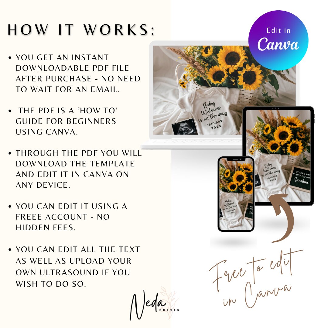 EDITABLE Summer Pregnancy Announcement Digital Sunshine Baby Announcement Social Media Instagram Pregnancy Reveal Announcement Download 0279