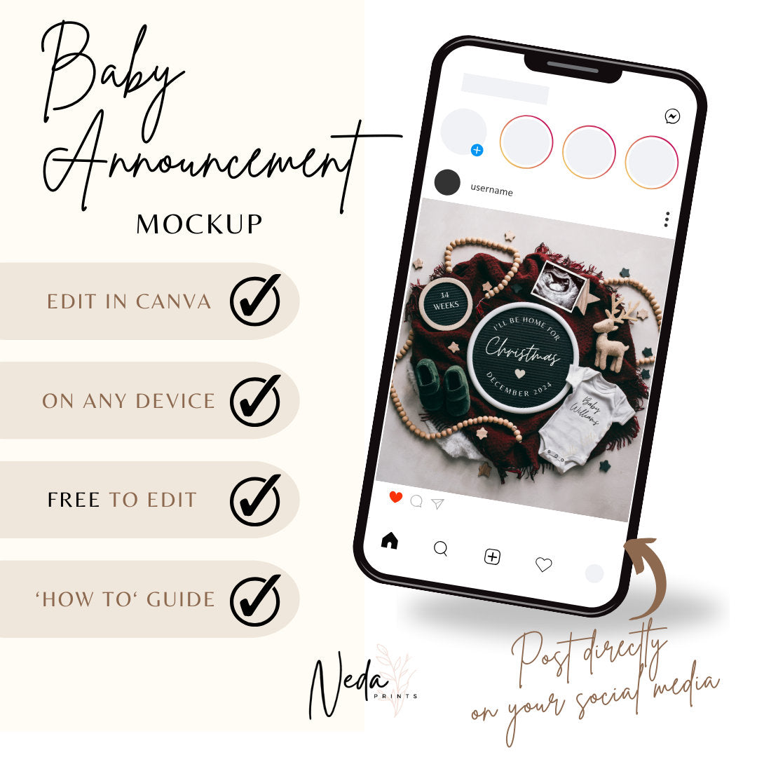 EDITABLE Christmas Pregnancy Announcement Digital, Baby announcement, Christmas Baby Reveal, Customizable maternity, Instant Download, 0086