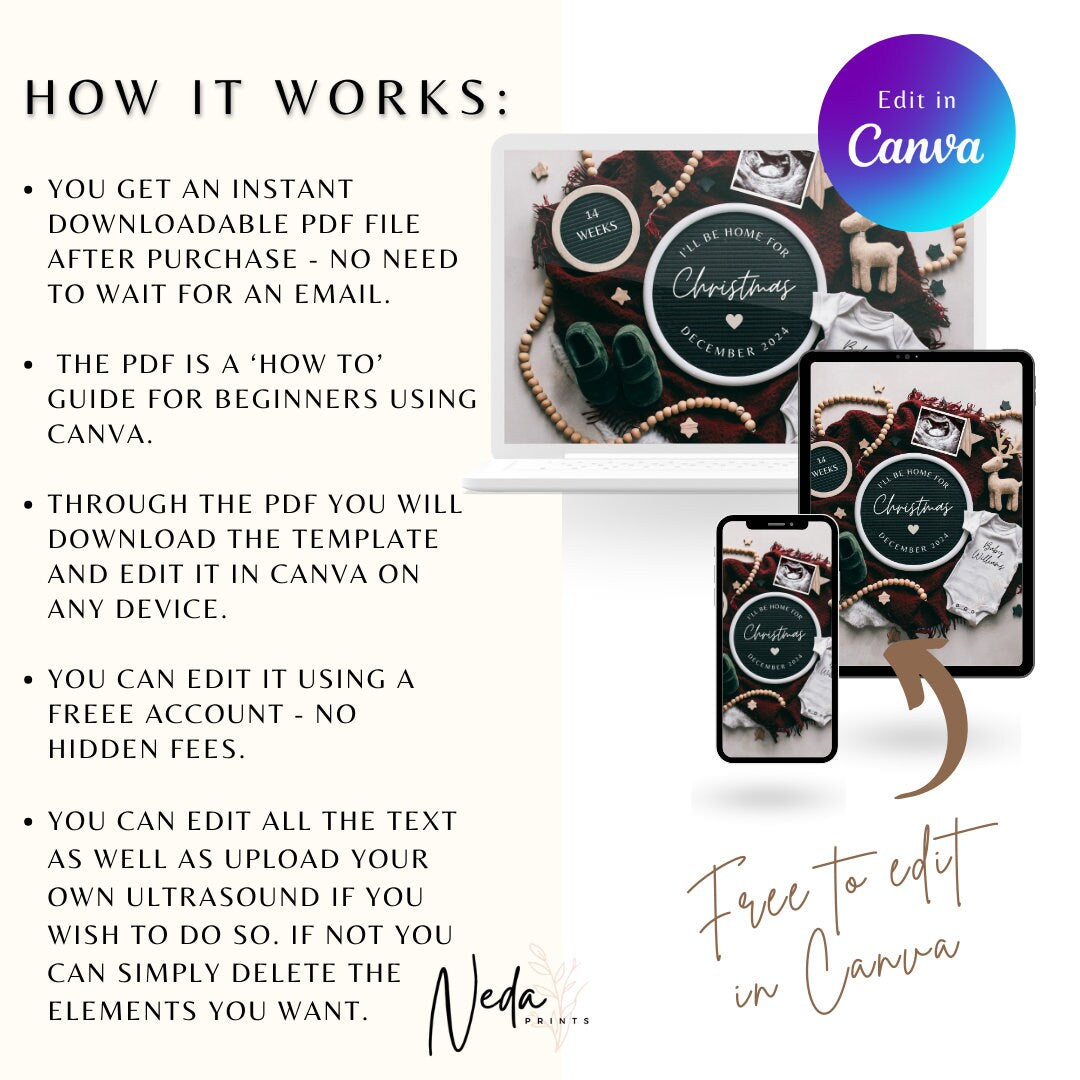 EDITABLE Christmas Pregnancy Announcement Digital, Baby announcement, Christmas Baby Reveal, Customizable maternity, Instant Download, 0086