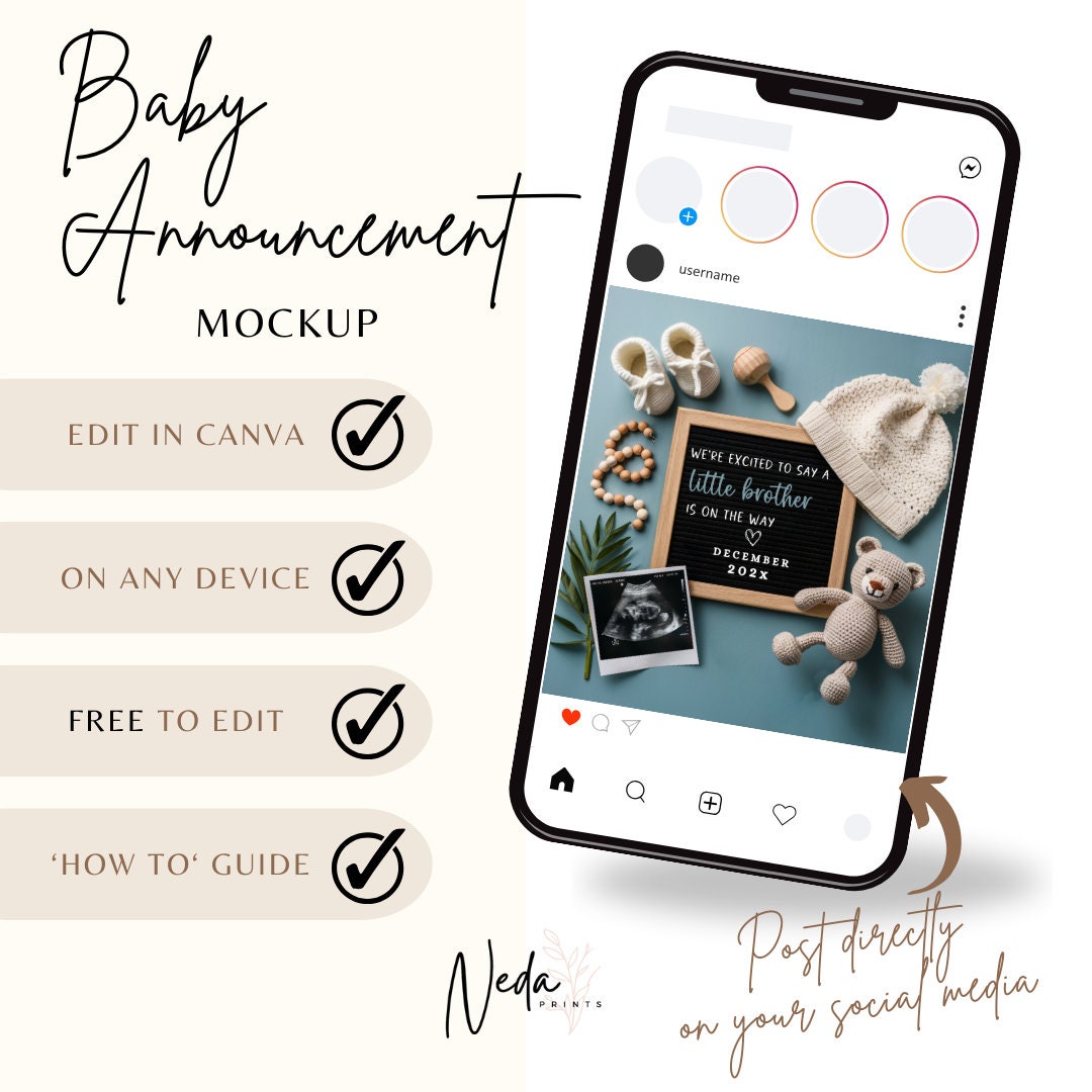 EDITABLE Little Brother Pregnancy Announcement Digital, Baby Boy announcement, pregnancy reveal, Social media announcement, Download 0283