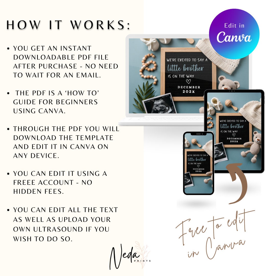 EDITABLE Little Brother Pregnancy Announcement Digital, Baby Boy announcement, pregnancy reveal, Social media announcement, Download 0283