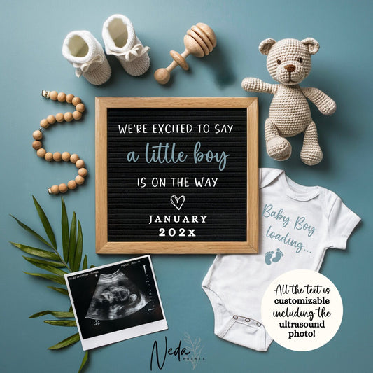 EDITABLE Boy Pregnancy Announcement Digital, Baby Boy announcement, pregnancy reveal, Customizable social media announcement, Download 0285