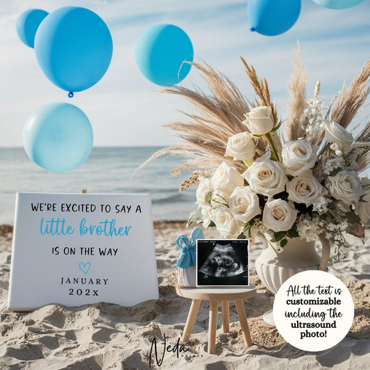EDITABLE Little Brother Pregnancy Announcement Digital, Baby Boy announcement, pregnancy reveal, Social media announcement, Download 0287