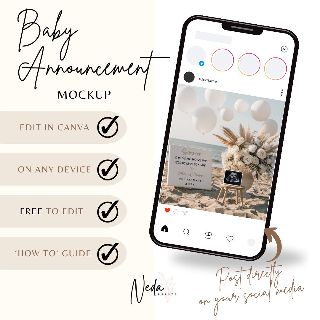 EDITABLE Summer Pregnancy Announcement Digital Sunshine Baby Announcement Social Media Instagram Pregnancy Reveal Announcement Download 0290