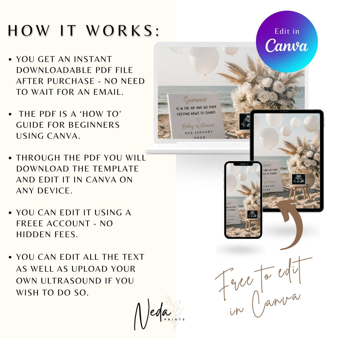 EDITABLE Summer Pregnancy Announcement Digital Sunshine Baby Announcement Social Media Instagram Pregnancy Reveal Announcement Download 0290