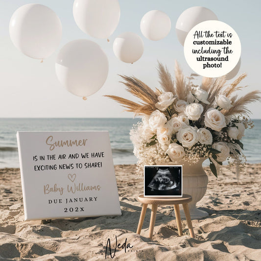EDITABLE Summer Pregnancy Announcement Digital Sunshine Baby Announcement Social Media Instagram Pregnancy Reveal Announcement Download 0290