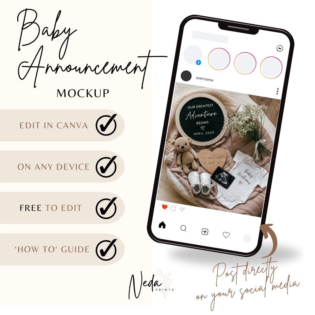 EDITABLE Pregnancy Announcement Digital, Baby announcement, Pregnancy Reveal, Customizable Maternity Announcement, Instant Download, 0118