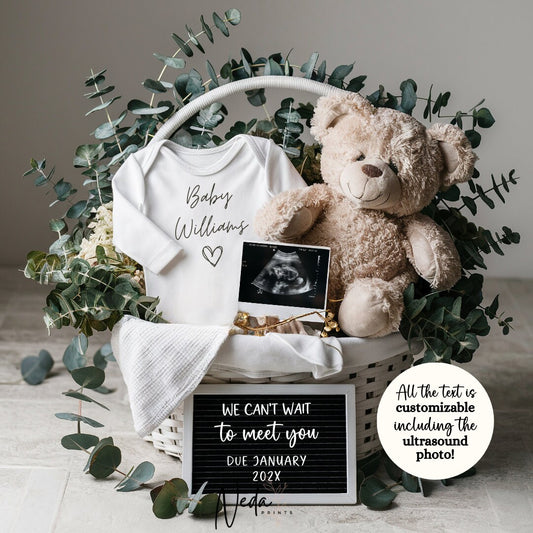 EDITABLE Baby Neutral Pregnancy Announcement Digital, Baby announcement, pregnancy reveal, Social Media announcement, Instant Download, 0300