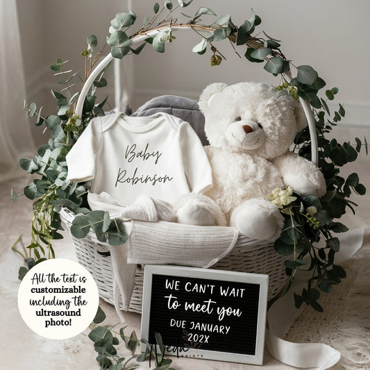 EDITABLE Baby Neutral Pregnancy Announcement Digital, Baby announcement, pregnancy reveal, Social Media announcement, Instant Download, 0302