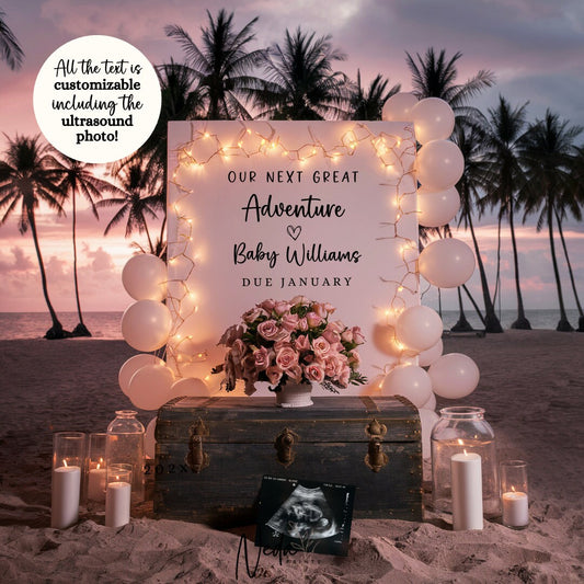 EDITABLE Summer Pregnancy Announcement Digital, Beach Baby Announcement, Social Media Instagram, Pregnancy Reveal Announcement Download 0307