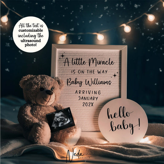 EDITABLE Miracle Baby Pregnancy Announcement Digital, Star Baby announcement, Instagram announcement Social Media announcement Download 0314