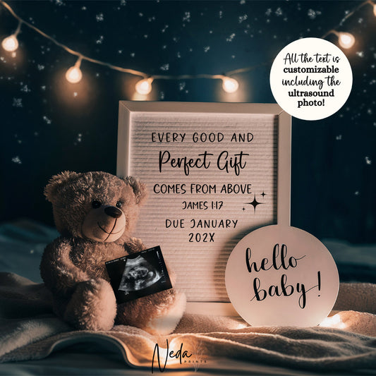 EDITABLE Miracle Baby Pregnancy Announcement Digital, Star Baby announcement, Christian announcement Social Media announcement Download 0315