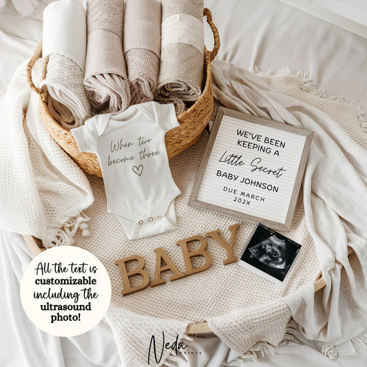 EDITABLE Pregnancy Announcement Digital, Baby announcement, Pregnancy Reveal, Customizable Maternity Announcement, Instant Download, 0129