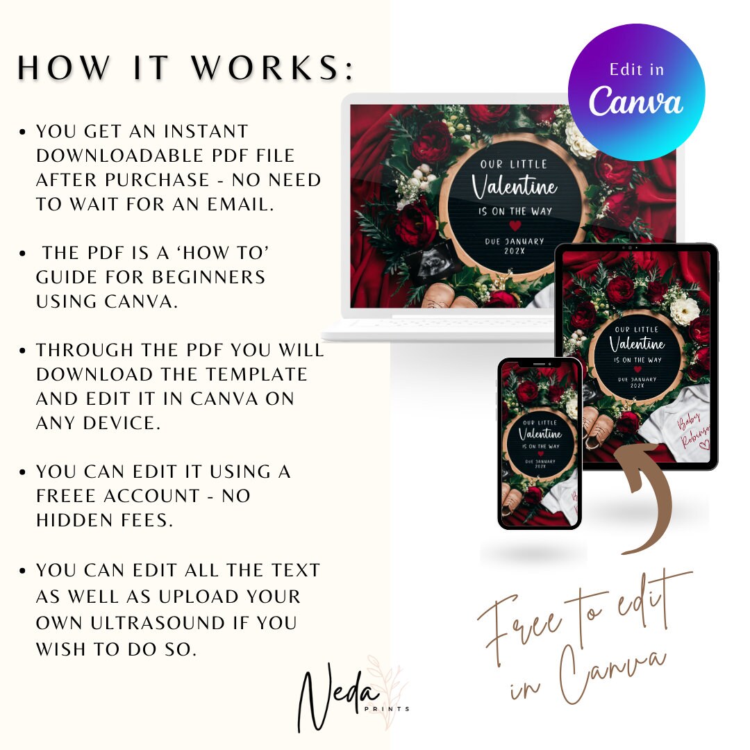 EDITABLE Valentines Day Pregnancy Announcement Digital, Valentine Love Baby announcement, Social Media announcement, Instant Download, 0325