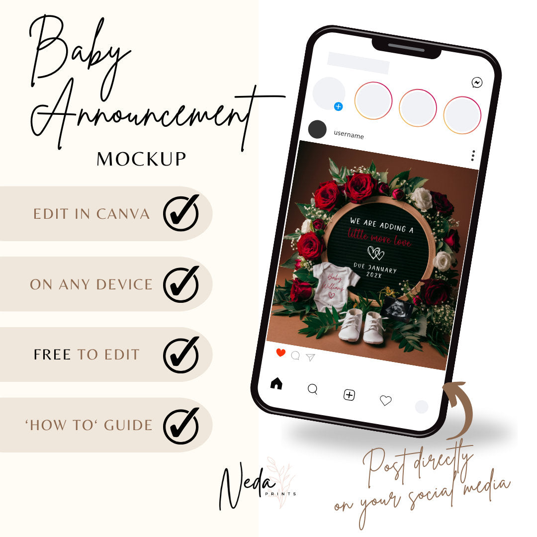 EDITABLE Valentines Day Pregnancy Announcement Digital, Valentine Love Baby announcement, Social Media announcement, Instant Download, 0327