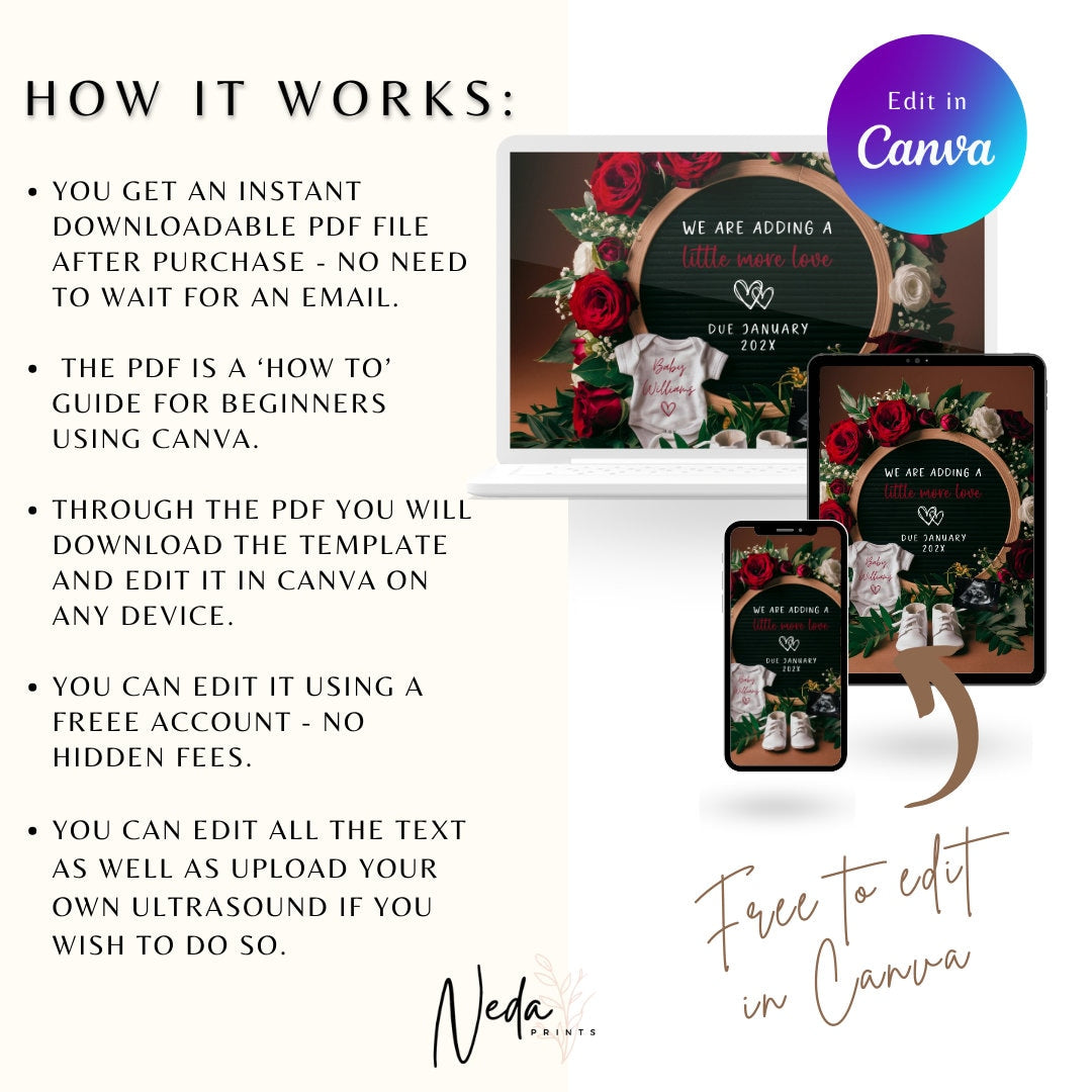 EDITABLE Valentines Day Pregnancy Announcement Digital, Valentine Love Baby announcement, Social Media announcement, Instant Download, 0327