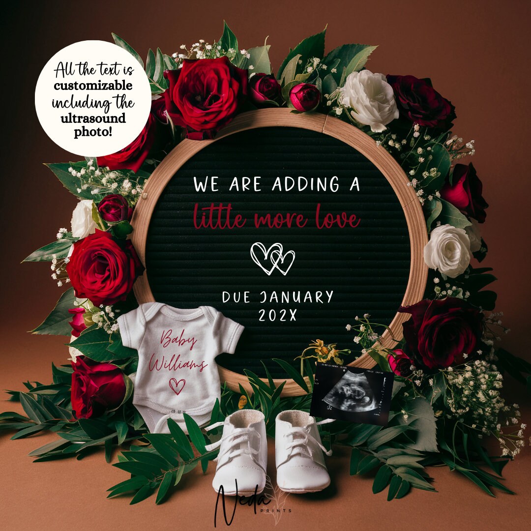 EDITABLE Valentines Day Pregnancy Announcement Digital, Valentine Love Baby announcement, Social Media announcement, Instant Download, 0327