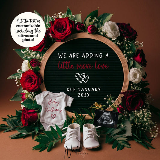 EDITABLE Valentines Day Pregnancy Announcement Digital, Valentine Love Baby announcement, Social Media announcement, Instant Download, 0327