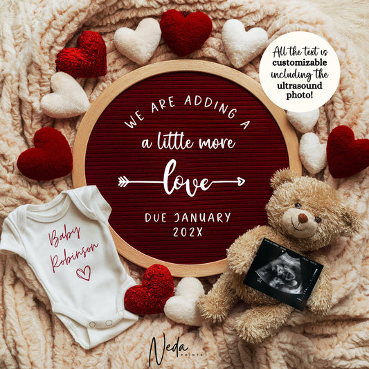 EDITABLE Valentines Day Pregnancy Announcement Digital, Valentine Love Baby announcement, Social Media announcement, Instant Download, 0331