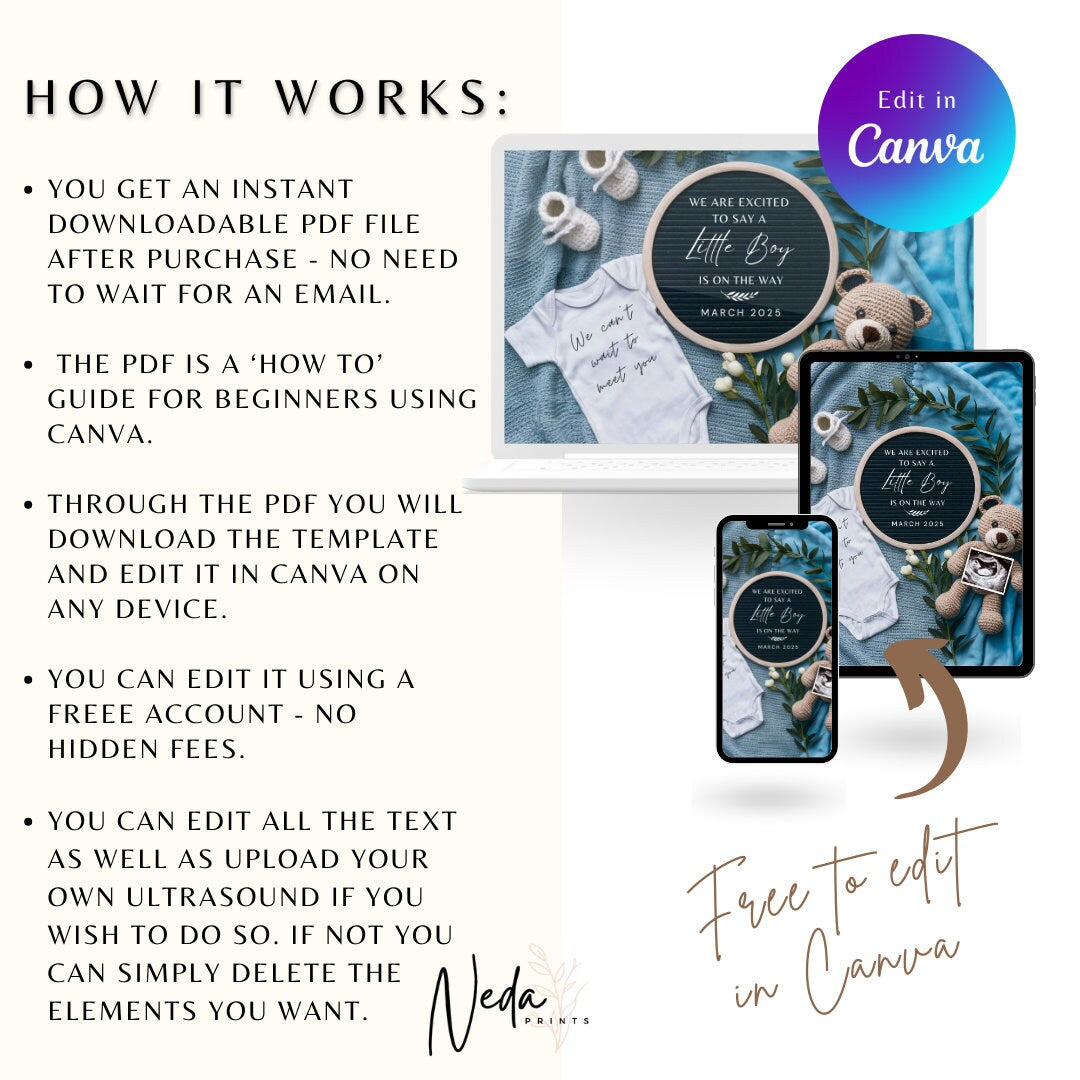 EDITABLE Boy Pregnancy Announcement Digital, Baby Boy announcement, pregnancy reveal, Customizable social media announcement, Download 0153