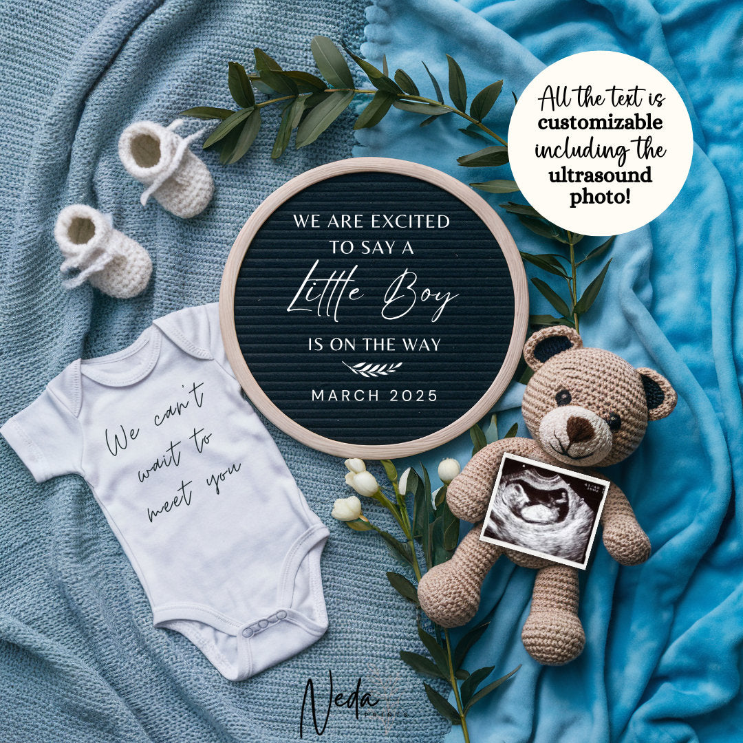 EDITABLE Boy Pregnancy Announcement Digital, Baby Boy announcement, pregnancy reveal, Customizable social media announcement, Download 0153