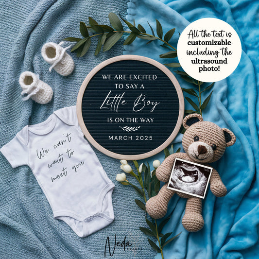 EDITABLE Boy Pregnancy Announcement Digital, Baby Boy announcement, pregnancy reveal, Customizable social media announcement, Download 0153