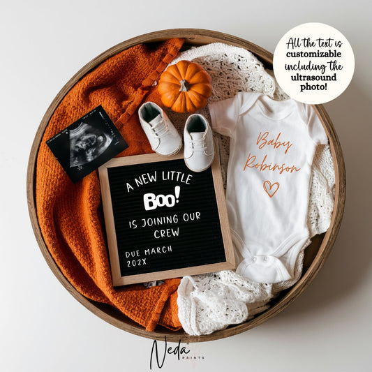 EDITABLE Fall Halloween Thanksgiving Pregnancy Announcement Digital, Fall Baby announcement, Social Media announcement Instant Download 0334