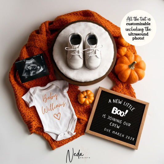 EDITABLE Fall Halloween Thanksgiving Pregnancy Announcement Digital, Fall Baby announcement, Social Media announcement Instant Download 0336