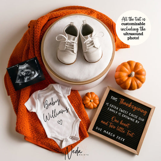 EDITABLE Fall Halloween Thanksgiving Pregnancy Announcement Digital, Fall Baby announcement, Social Media announcement Instant Download 0340