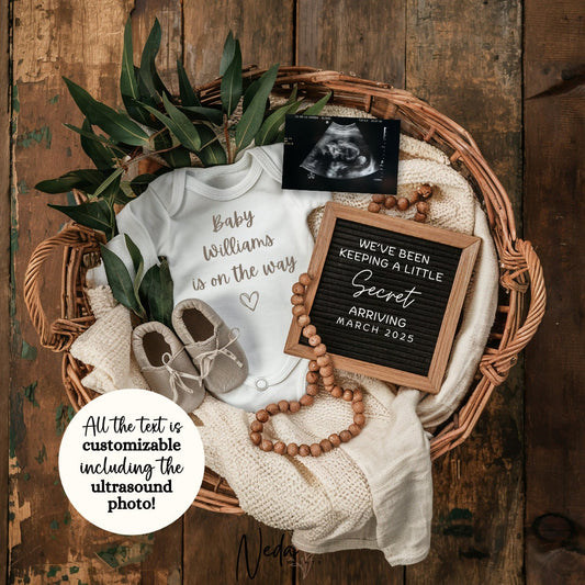 EDITABLE Pregnancy Announcement Digital, Baby announcement, Pregnancy Reveal, Customizable Maternity Announcement, Instant Download, 0157