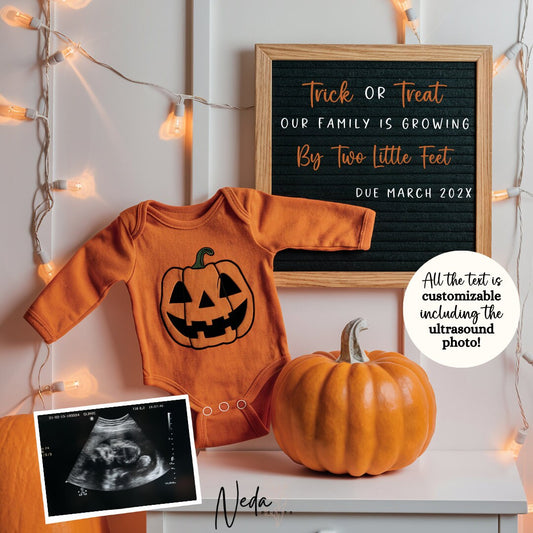 EDITABLE Fall Halloween Thanksgiving Pregnancy Announcement Digital, Fall Baby announcement, Social Media announcement Instant Download 0351