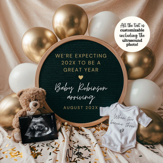 EDITABLE 2025 Pregnancy Announcement Digital, New Year Baby announcement, Pregnancy Reveal, New Year Announcement, Instant Download, 0357