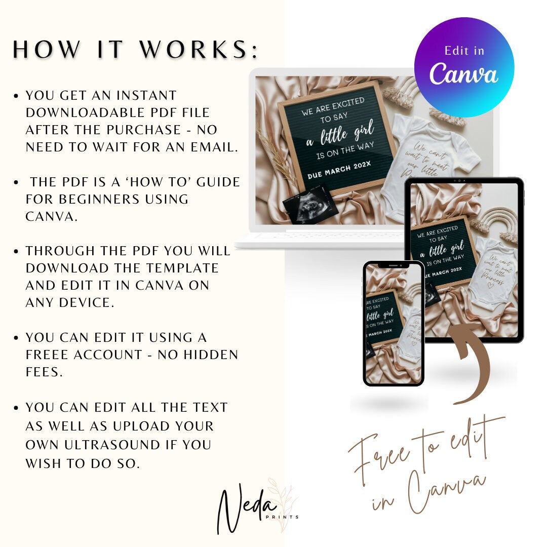 EDITABLE A little Baby Girl Pregnancy Announcement, Digital Pregnancy Announcement, Social Media instagram pregnancy, Download Template 0387