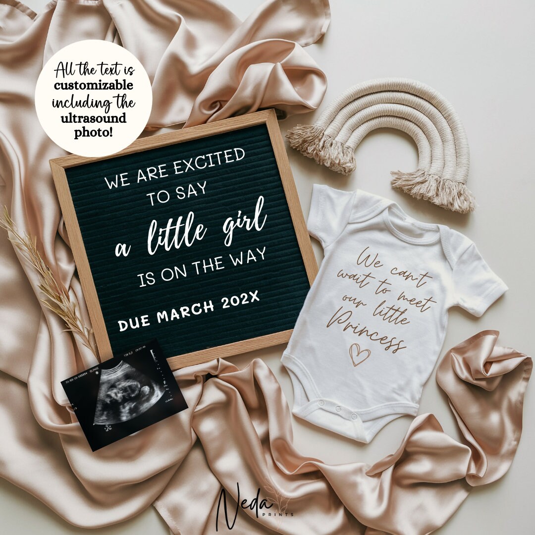 EDITABLE A little Baby Girl Pregnancy Announcement, Digital Pregnancy Announcement, Social Media instagram pregnancy, Download Template 0387