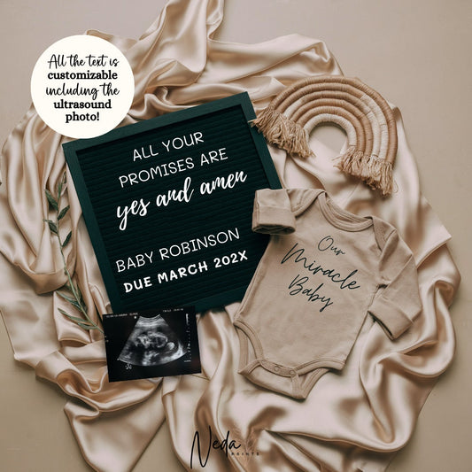 EDITABLE Christian Baby Neutral Pregnancy Announcement Digital Pregnancy Announcement Social Media instagram pregnancy Download Template0388