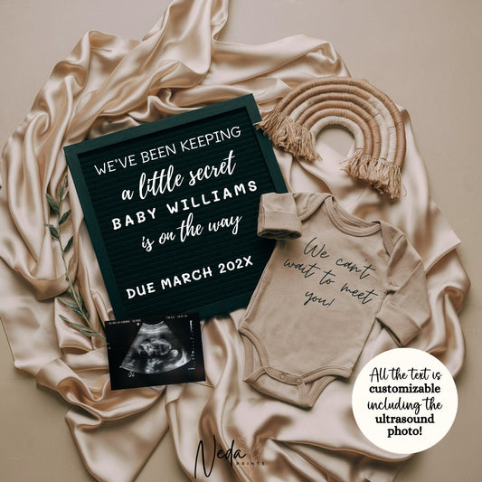 EDITABLE Neutral Baby Neutral Pregnancy Announcement Digital Pregnancy Announcement Social Media instagram pregnancy, Download Template 0389