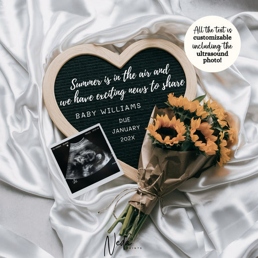 EDITABLE Summer Baby Neutral Pregnancy Announcement, Digital Pregnancy Announcement Social Media instagram pregnancy, Download Template 0392