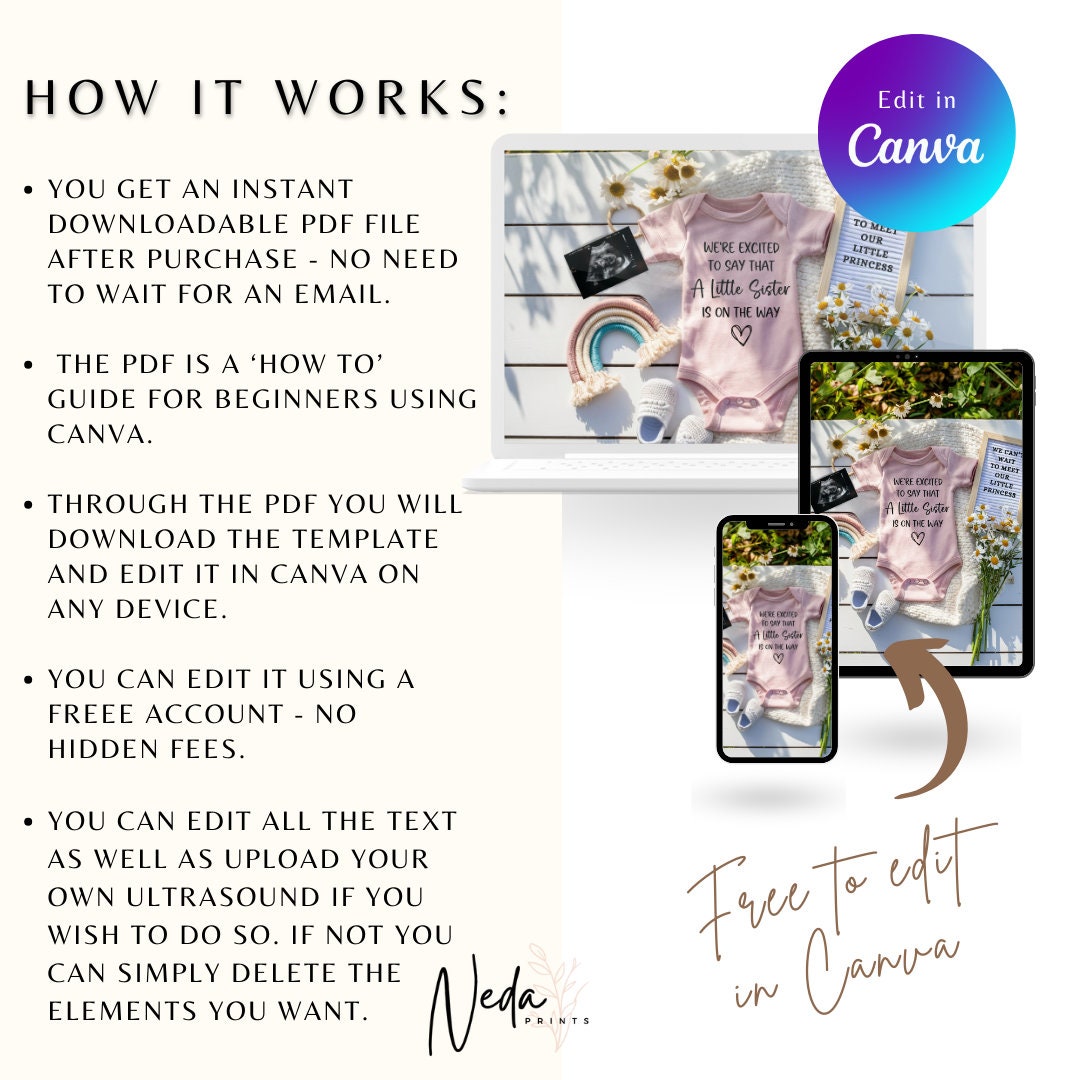 EDITABLE Little Sister Pregnancy Announcement Digital, Girl Baby Announcement Pregnancy Reveal Customizable Social Media Announcement 0189