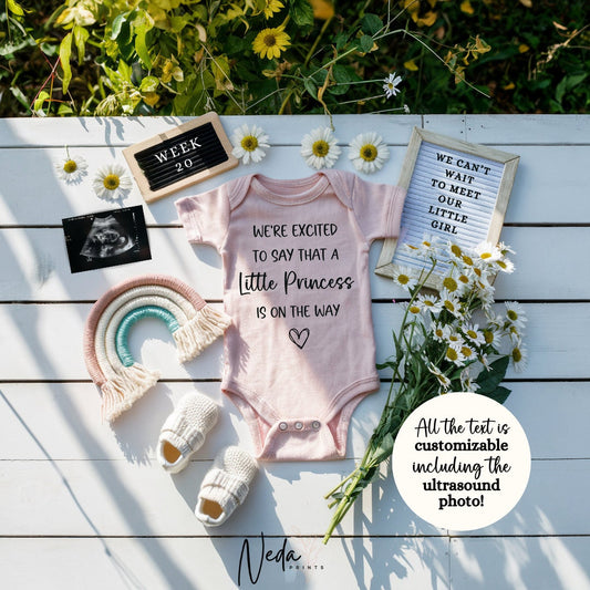 EDITABLE Little Princess Pregnancy Announcement Digital, Girl Baby Announcement Pregnancy Reveal Customizable Social Media Announcement 0191