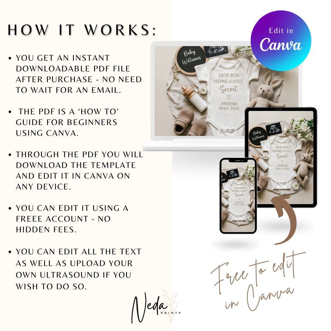 EDITABLE Pregnancy Announcement Digital, Baby announcement, Pregnancy Reveal, Customizable Maternity Announcement, Instant Download, 0198