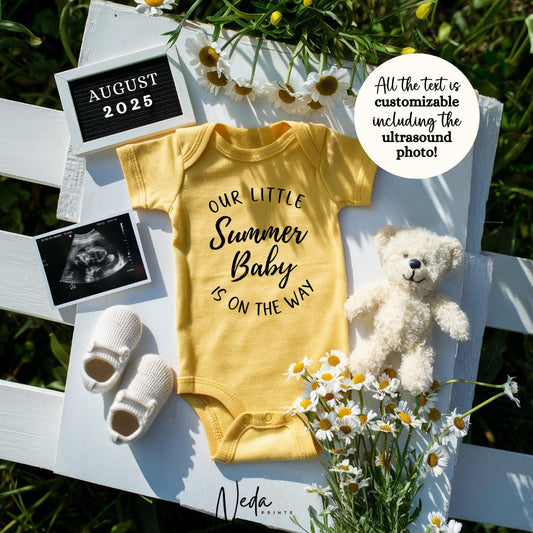 EDITABLE Summer Pregnancy Announcement Digital, Baby announcement, Pregnancy Reveal, Customizable Maternity Announcement, Download, 0203