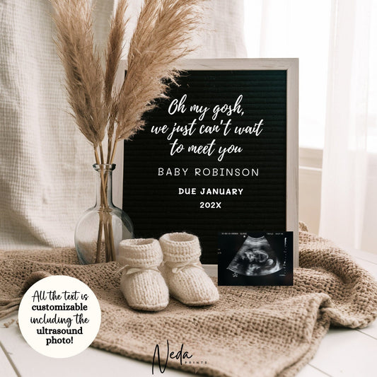 EDITABLE Neutral Baby Boho Pregnancy Announcement, Digital Pregnancy Announcement, Social Media Instagram pregnancy, Download Template 0398
