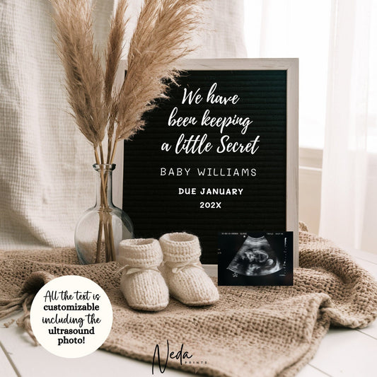 EDITABLE Neutral Baby Boho Pregnancy Announcement, Digital Pregnancy Announcement, Social Media Instagram pregnancy, Download Template 0399