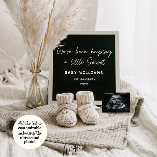 EDITABLE Neutral Baby Boho Pregnancy Announcement, Digital Pregnancy Announcement, Social Media Instagram pregnancy, Download Template 0401
