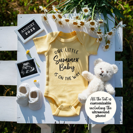 EDITABLE Summer Pregnancy Announcement Digital, Baby announcement, Pregnancy Reveal, Customizable Maternity Announcement, Download, 0204