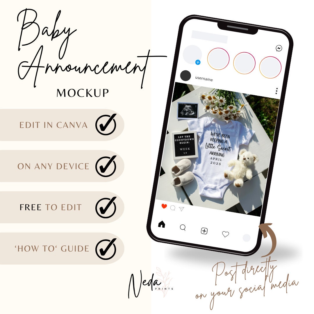 EDITABLE Pregnancy Announcement Digital, Baby announcement, Pregnancy Reveal, Customizable Maternity Announcement, Instant Download, 0206