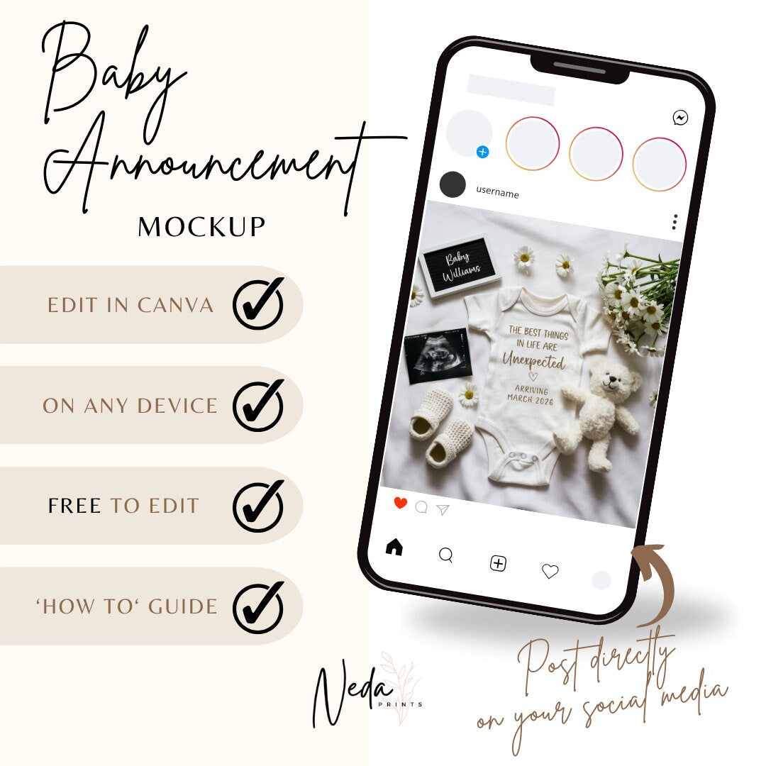 EDITABLE Pregnancy Announcement Digital, Baby announcement, Pregnancy Reveal, Customizable Maternity Announcement, Instant Download, 0209