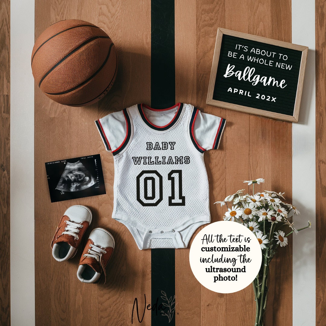 EDITABLE Basketball Pregnancy Announcement Digital, Baby announcement, Pregnancy Reveal, Customizable Maternity Announcement, Download, 0220