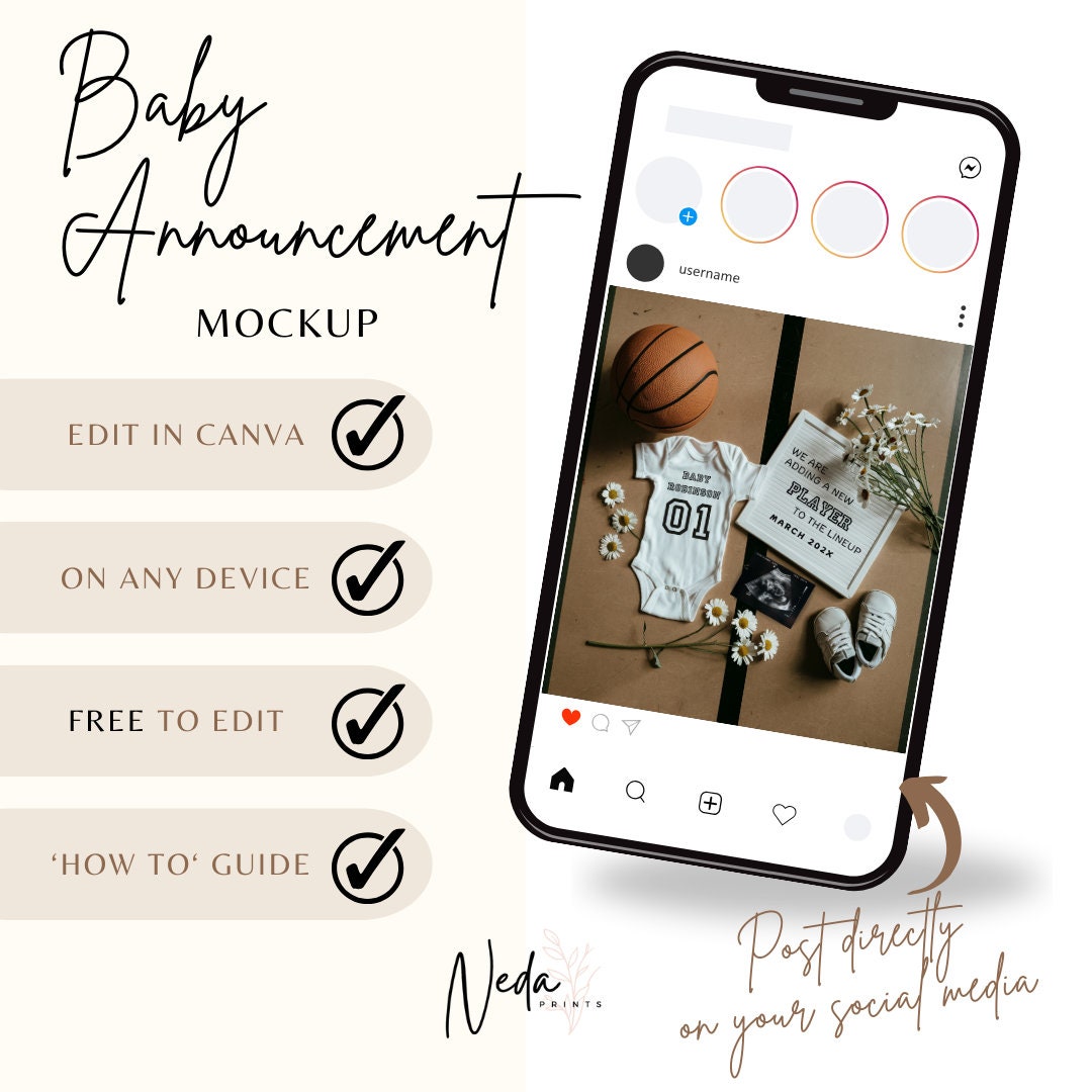 EDITABLE Basketball Pregnancy Announcement Digital, Baby announcement, Pregnancy Reveal, Customizable Maternity Announcement, Download, 0223